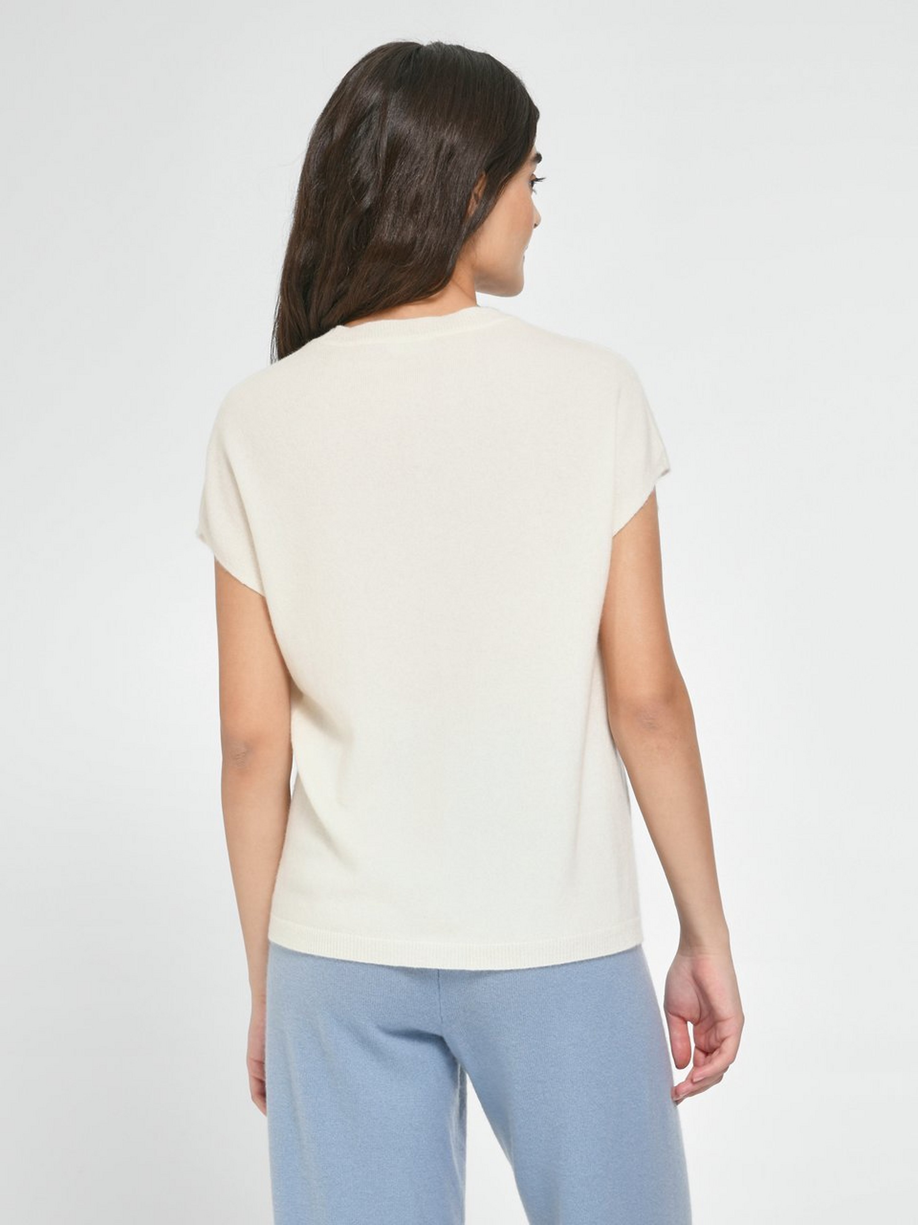 Ärmelloser Rundhals-Pullover aus 100% Premium-Kasc