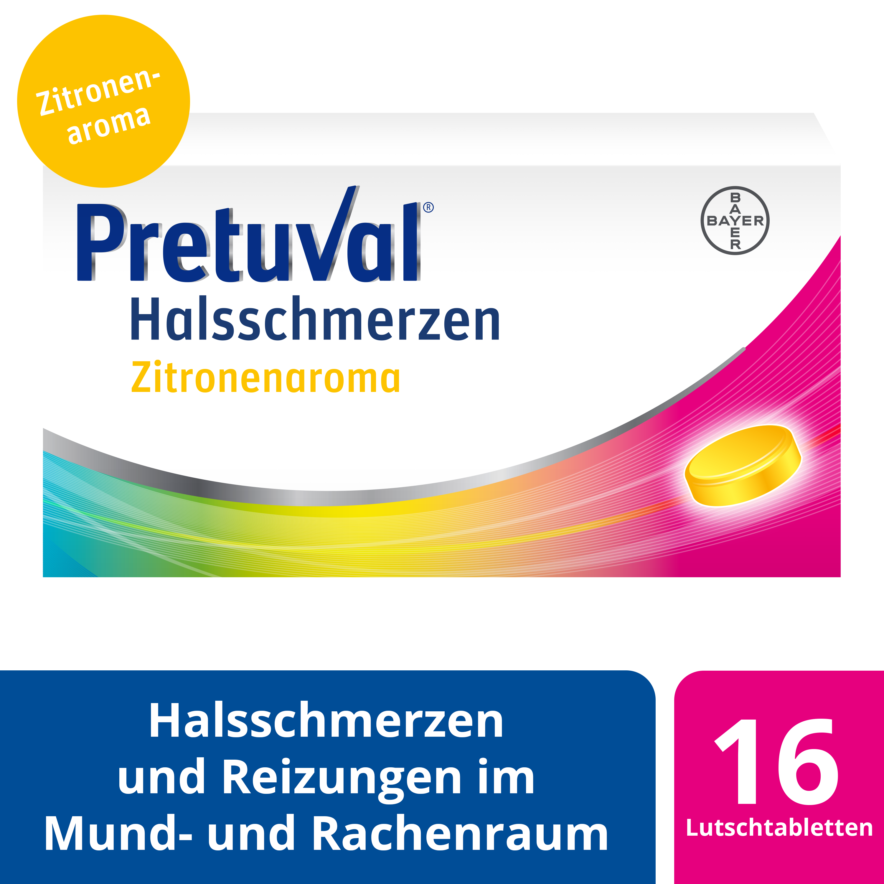 PRETUVAL Halsschmerzen Lutschtabl Zitronenaroma Blist 16 Stk