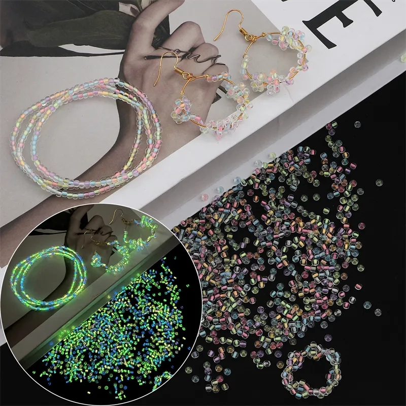 (150er Set) 2.5mm Fluoreszierende Glas Perlen DIY Bastel Schmuck Zwischenperle für Armband / Kette - Assortiert