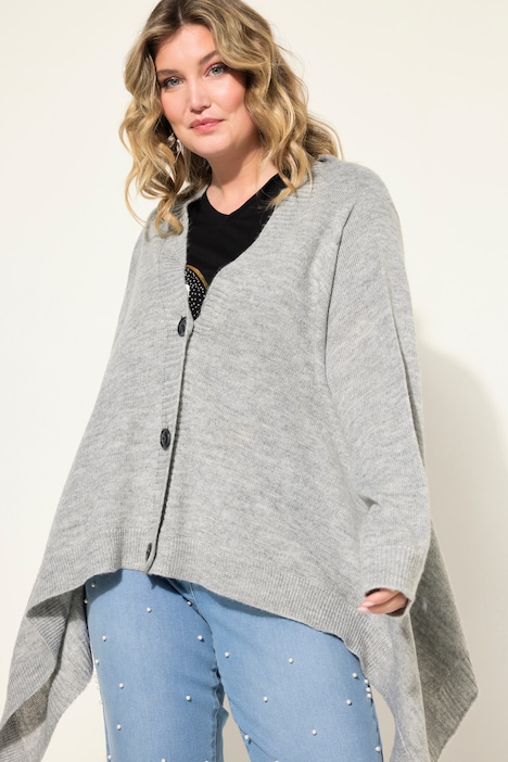 Strickjacke, Cape-Look, Knopfleiste, Langarm