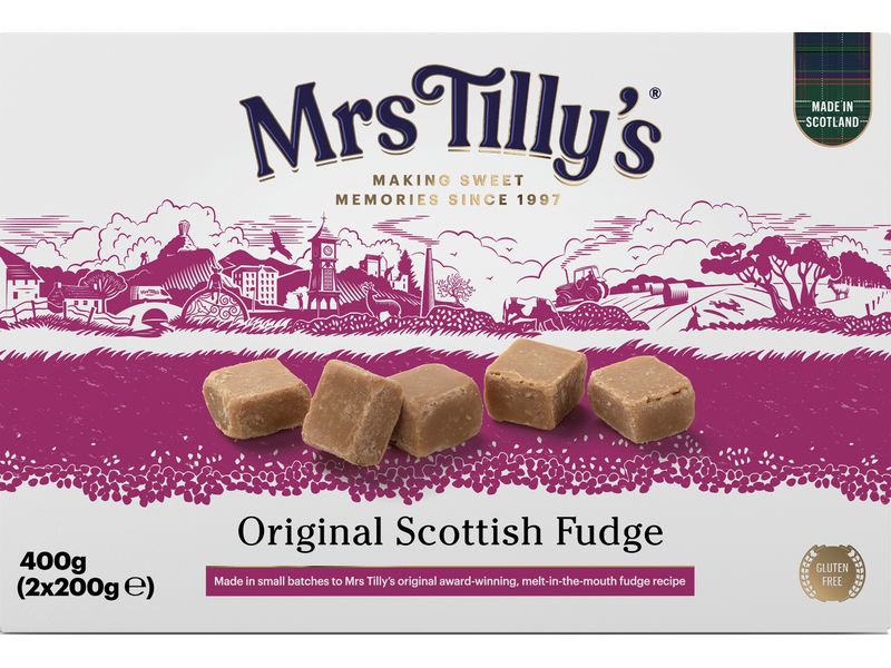 Mrs. Tilly's Scottish Fudge Box 400 g Würfel aus Karamell