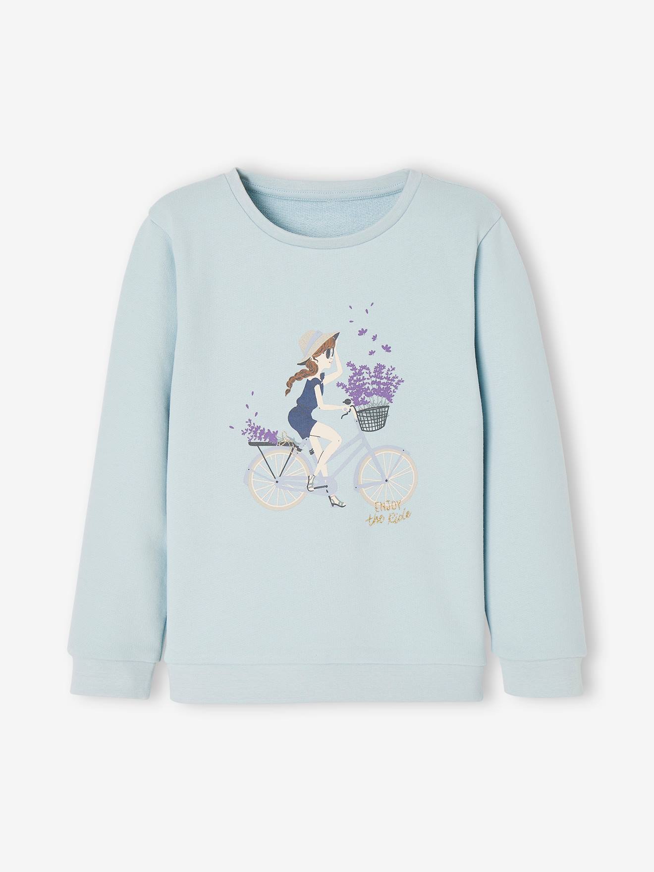 Moletom azul claro com estampa feminina para meninas