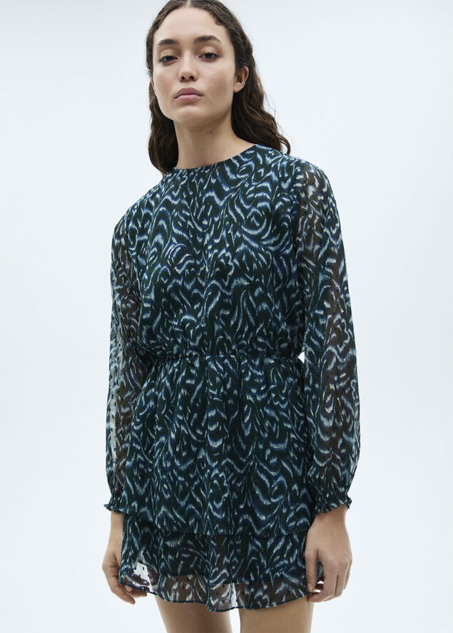 MANGO Printed short dress Green