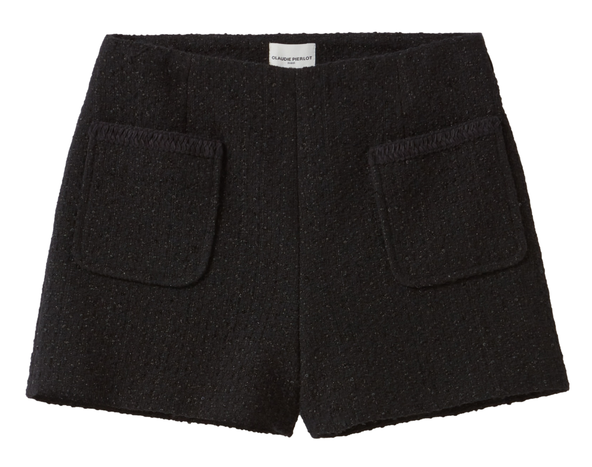 Short effet tweed droit | Noir
