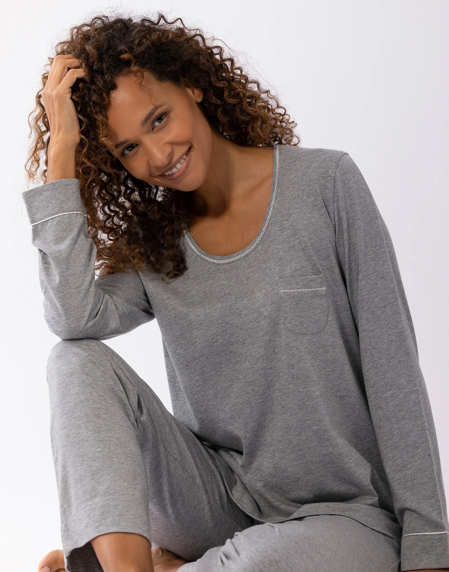 INTEMP A02 - Pyjama en coton modal | Gris