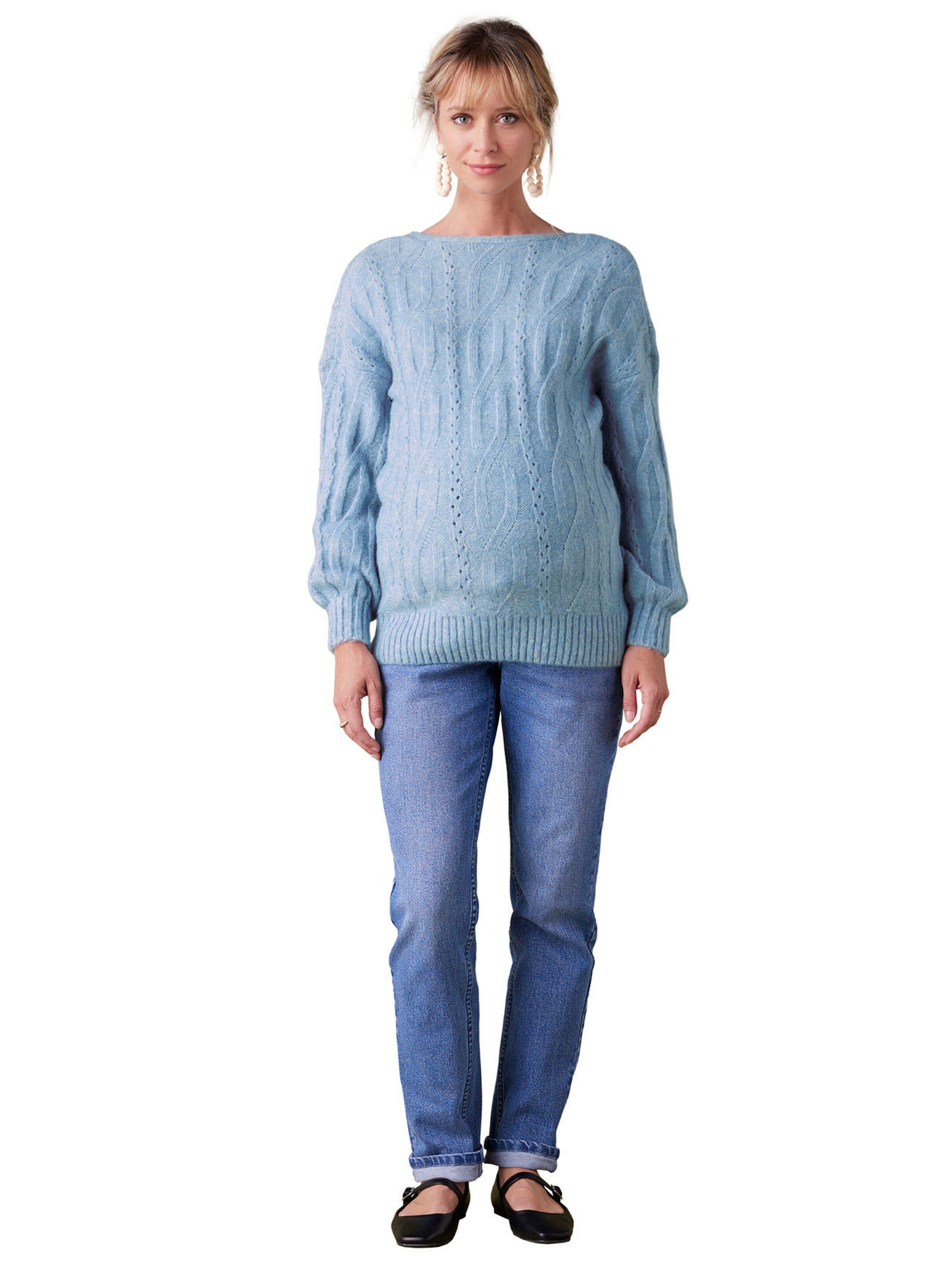 Envie de Fraise Wende-Pullover mit Alpaka für Schwangerschaft und Stillzeit eisblau