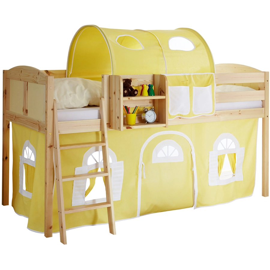 TICAA Hochbett Eric Country Kiefer Natur Classic Gelb-Weiß