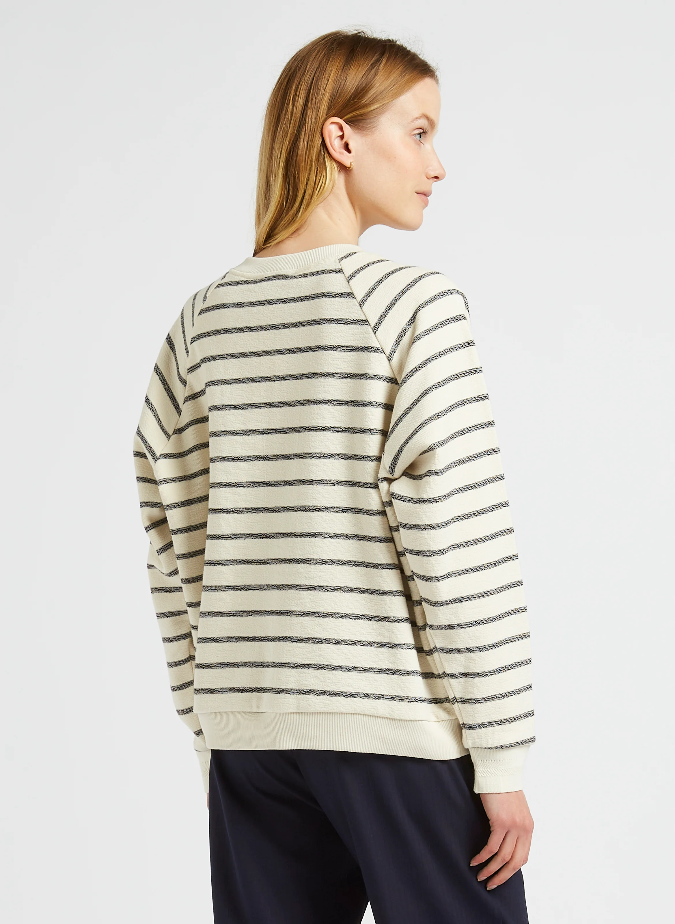 MARCEAU - Sweat ample col rond en coton mélangé | Blanc