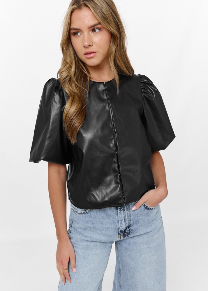 Lana leren top zwart