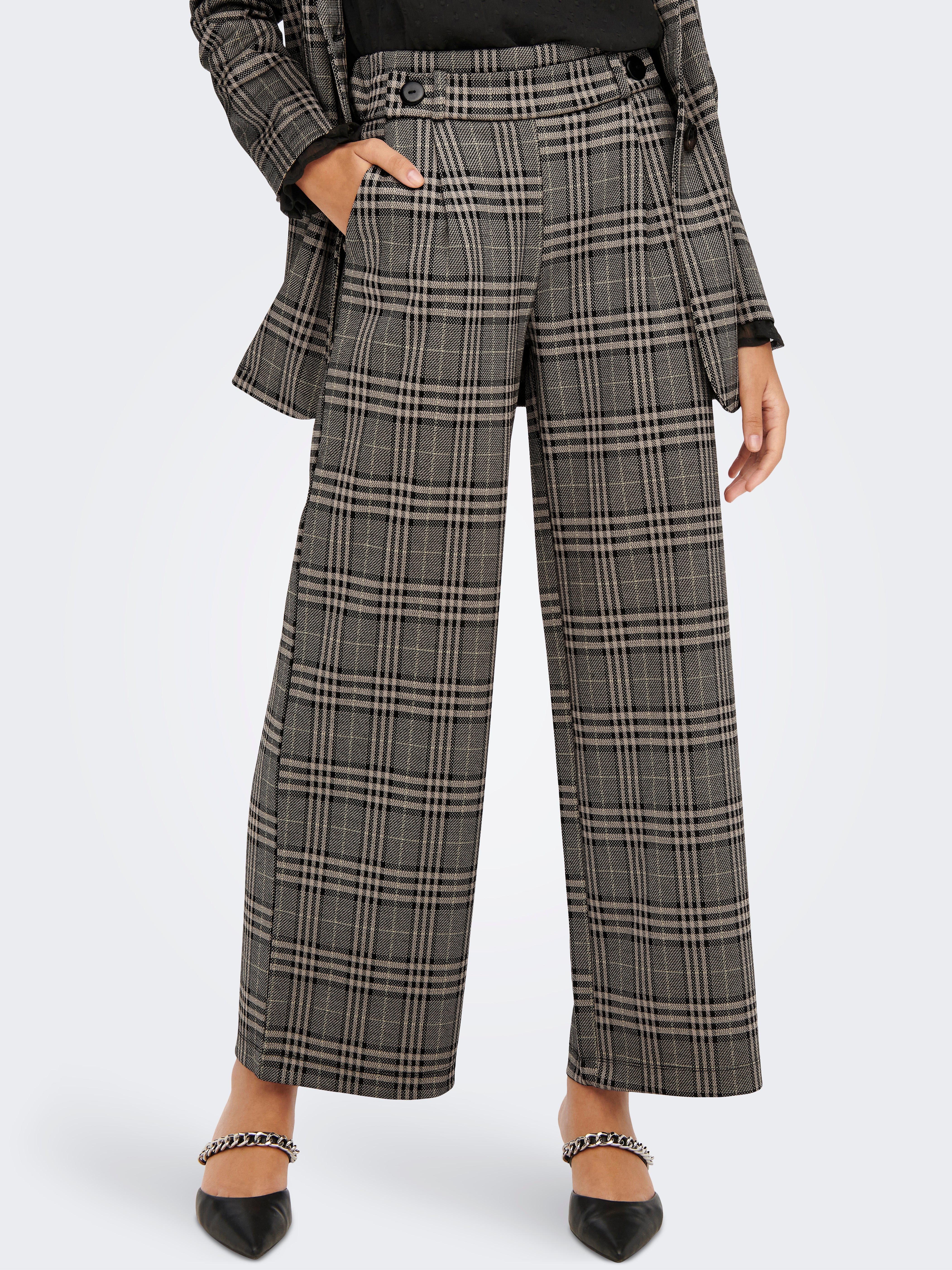 JDYGEGGO Mittlere Taille Weiter Beinschnitt Hose Cobblestone