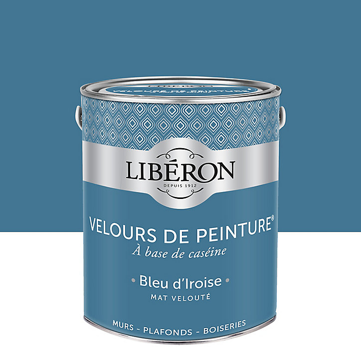 Peinture murs, plafonds et boiseries Velours de peinture bleu d'iroise Libéron 2,5L