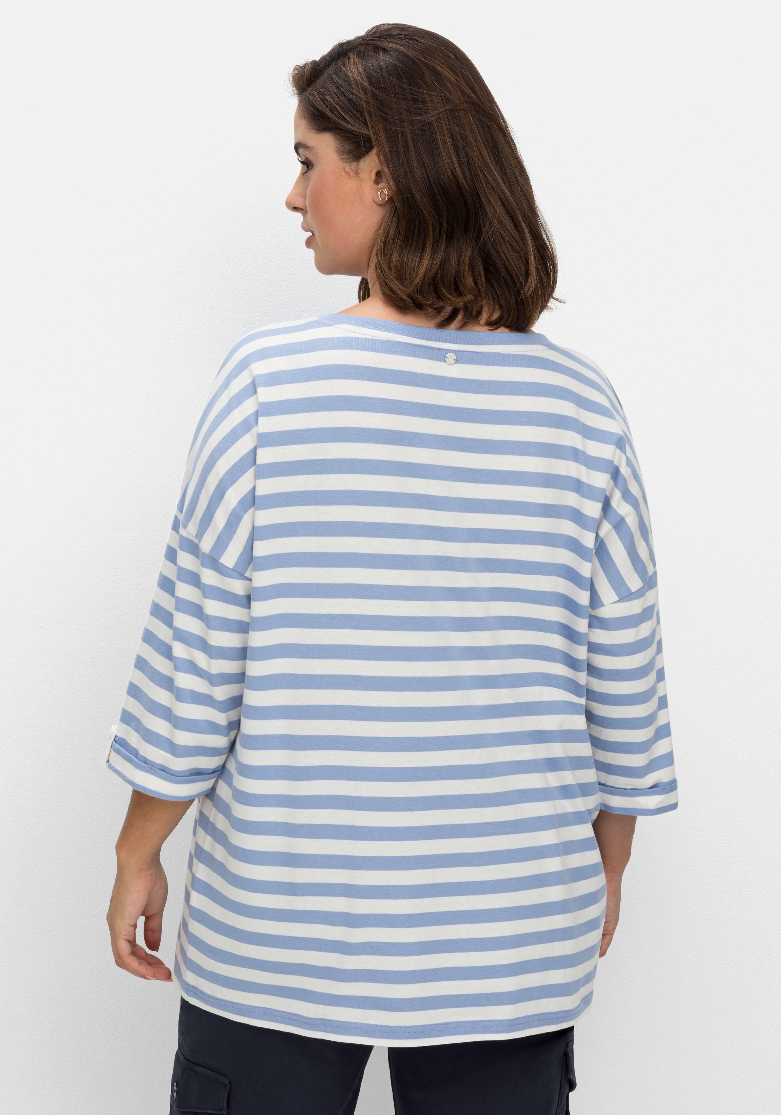 Ringelshirt mit überschnittenen Schultern, 3/4-Arm