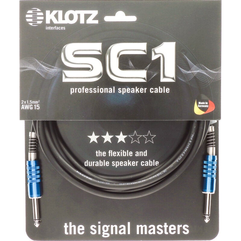 Klotz SC1PP01SW speaker adapterkabel 2x jack 2 x 1.5 mm² 1 meter