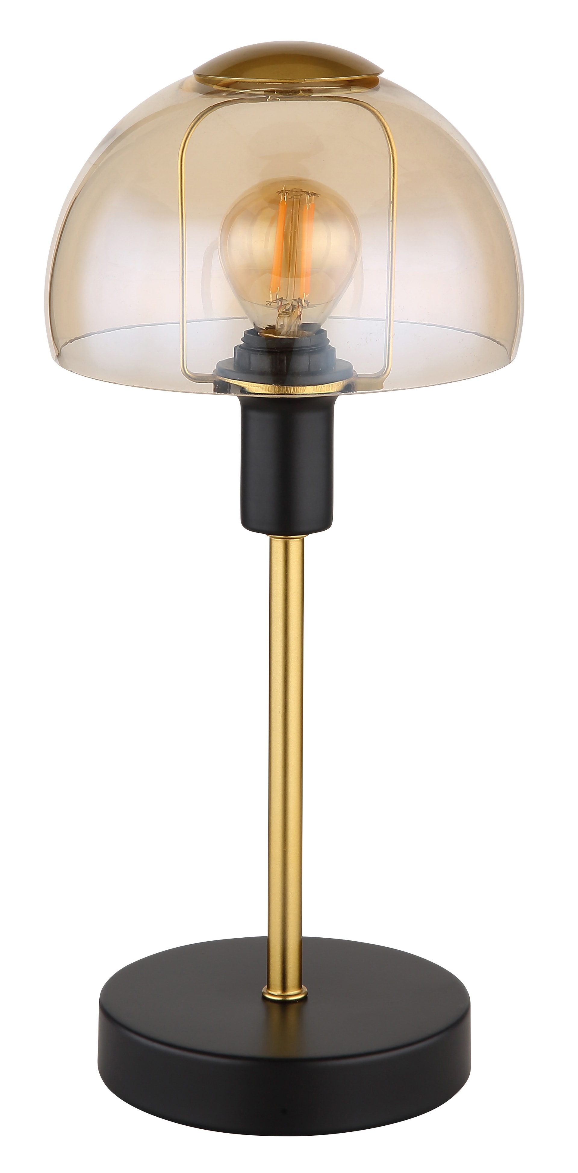 GLOBO Retrofit Tischlampe KOKKINI schwarz-goldfarbig /amber