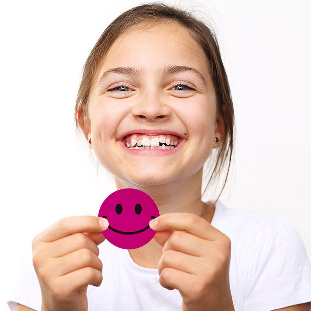 (1 Rolle à 500Stk.) Ø25mm Runde Aufkleber Sticker Selbstklebende Lehrer Etiketten - Smileys
