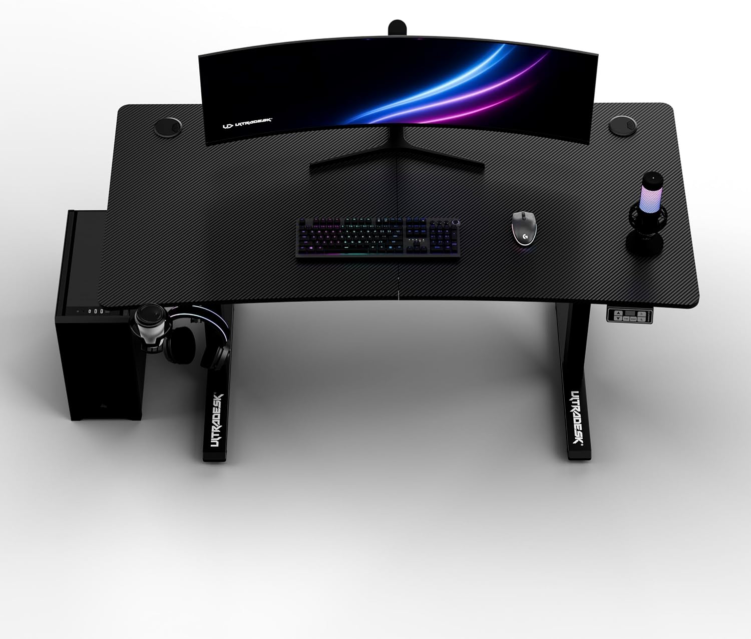 ULTRADESK - Level V2 Höhenverstellbarer Schreibtisch - Elektrischer Computertisch - 140x68 cm, für Gaming, Büro, Homeoffice - Gamingtisch, Computer Desk - Schwarz