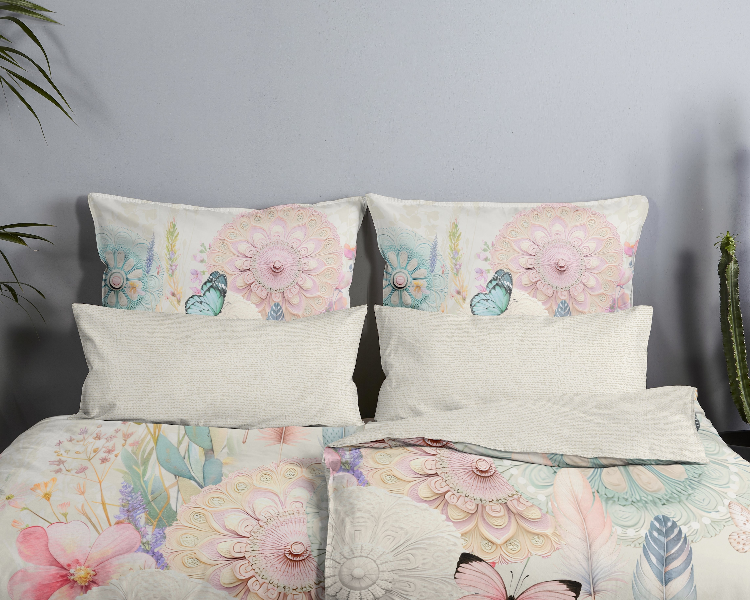 hip Kissenhülle »Maysa« Baumwolle, Mako-Satin, 40x80, 1 Stück, Reissverschluss, Creme