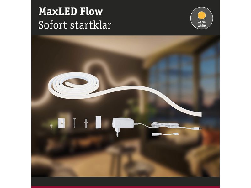 Paulmann LED-Stripe MaxLED Flow 2700 K, 1.5 m Basisset Licht-Streifen ohne sichtbare LED Punkte