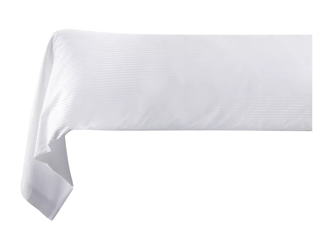Taie de traversin satin de coton rayé blanc