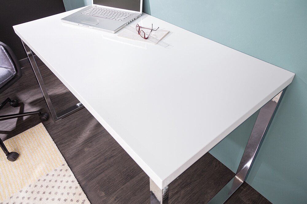 riess-ambiente Schreibtisch WHITE DESK - 120cm weiß Hochglanz Bürotisch modern