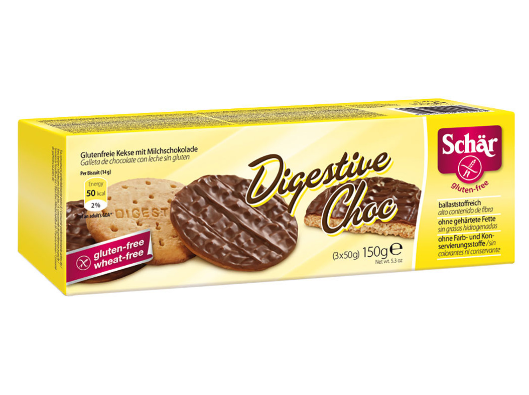 BOLACHA SCHAR DIGESTIVE CHOCOLATE SEM GLÚTEN 150G