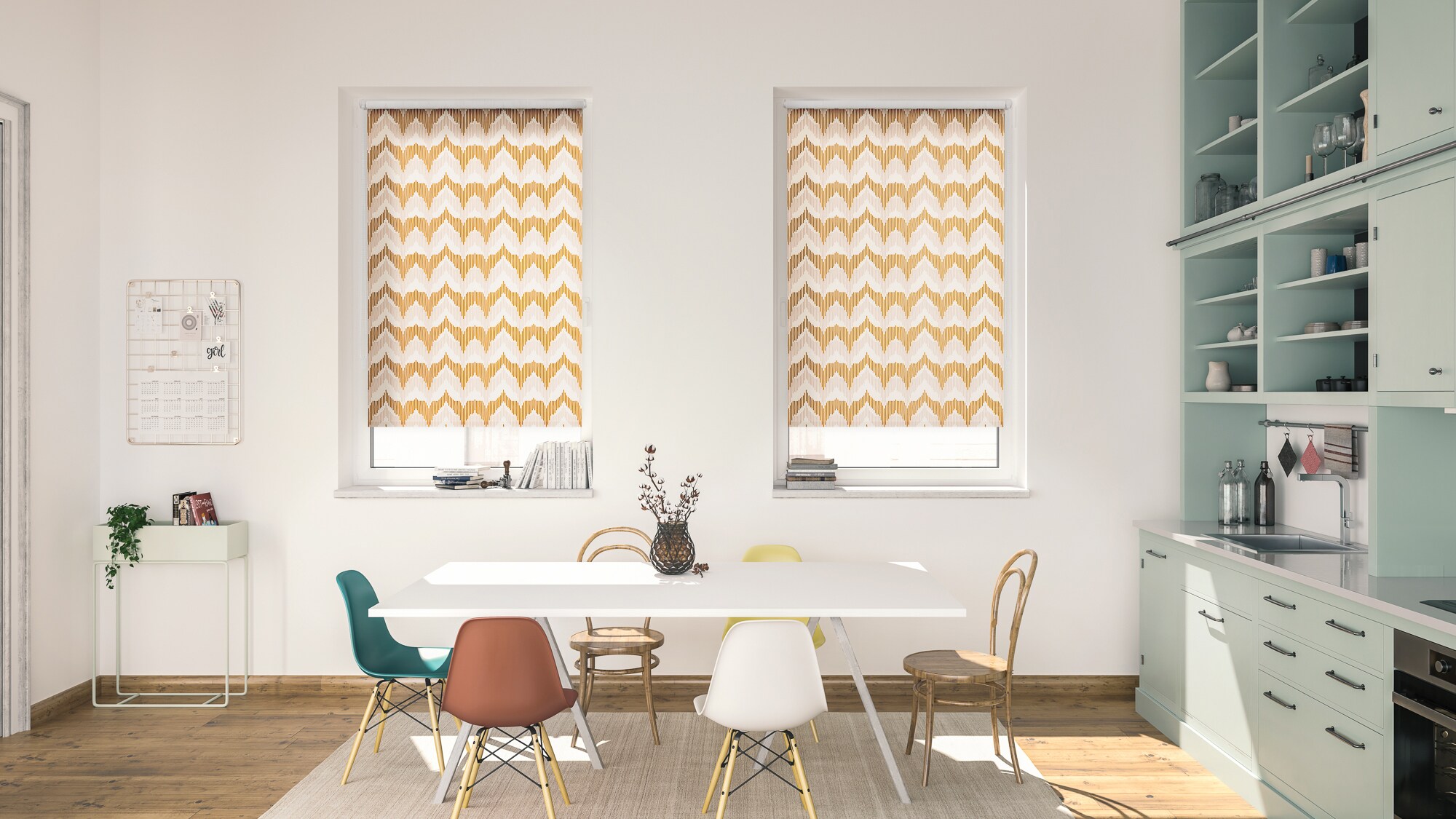 Lichtblick Rollo Klemmfix, ohne Bohren, Verdunkelung, Boho Zig Zag - Gelb