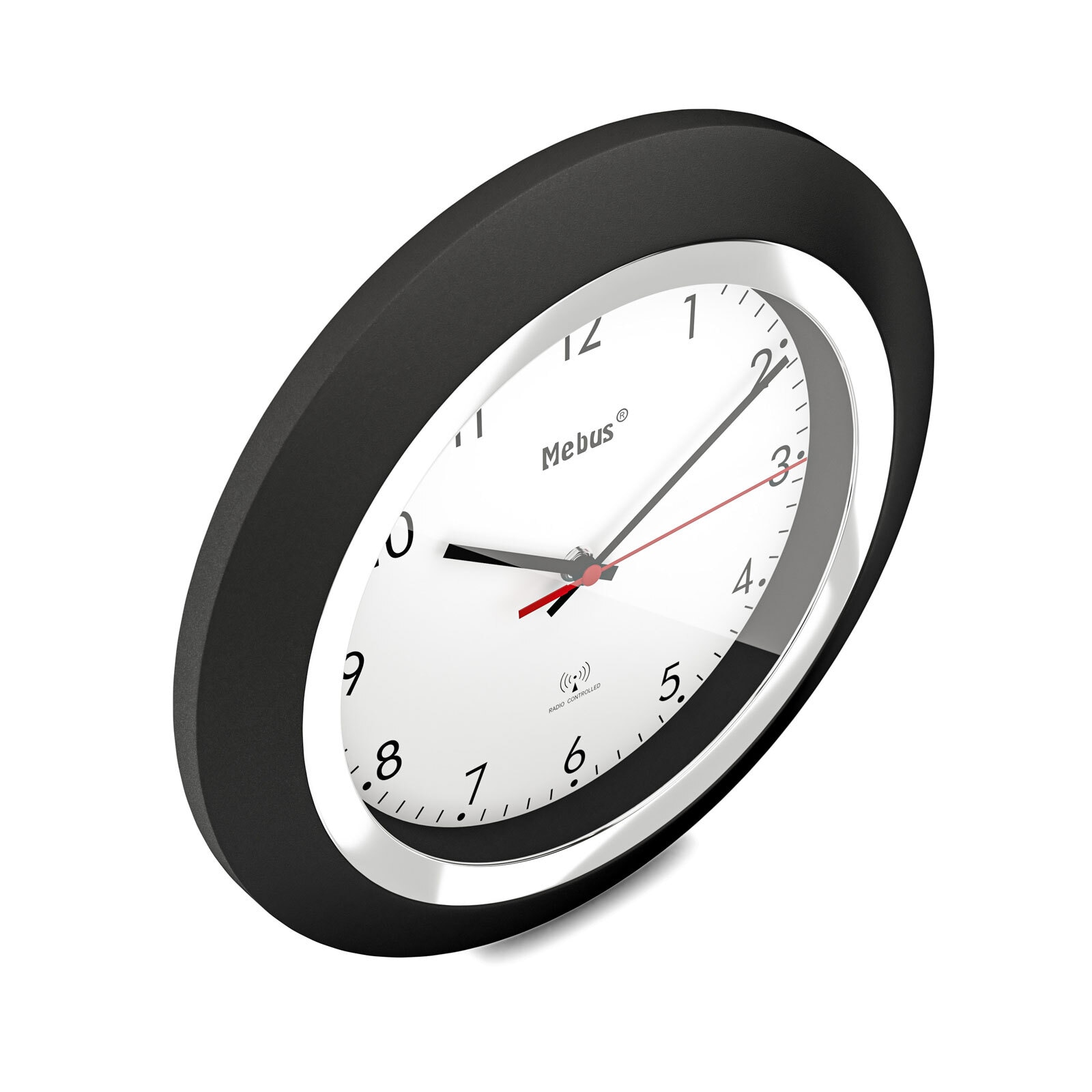 Mebus Funk-Wanduhr 25 cm schwarz