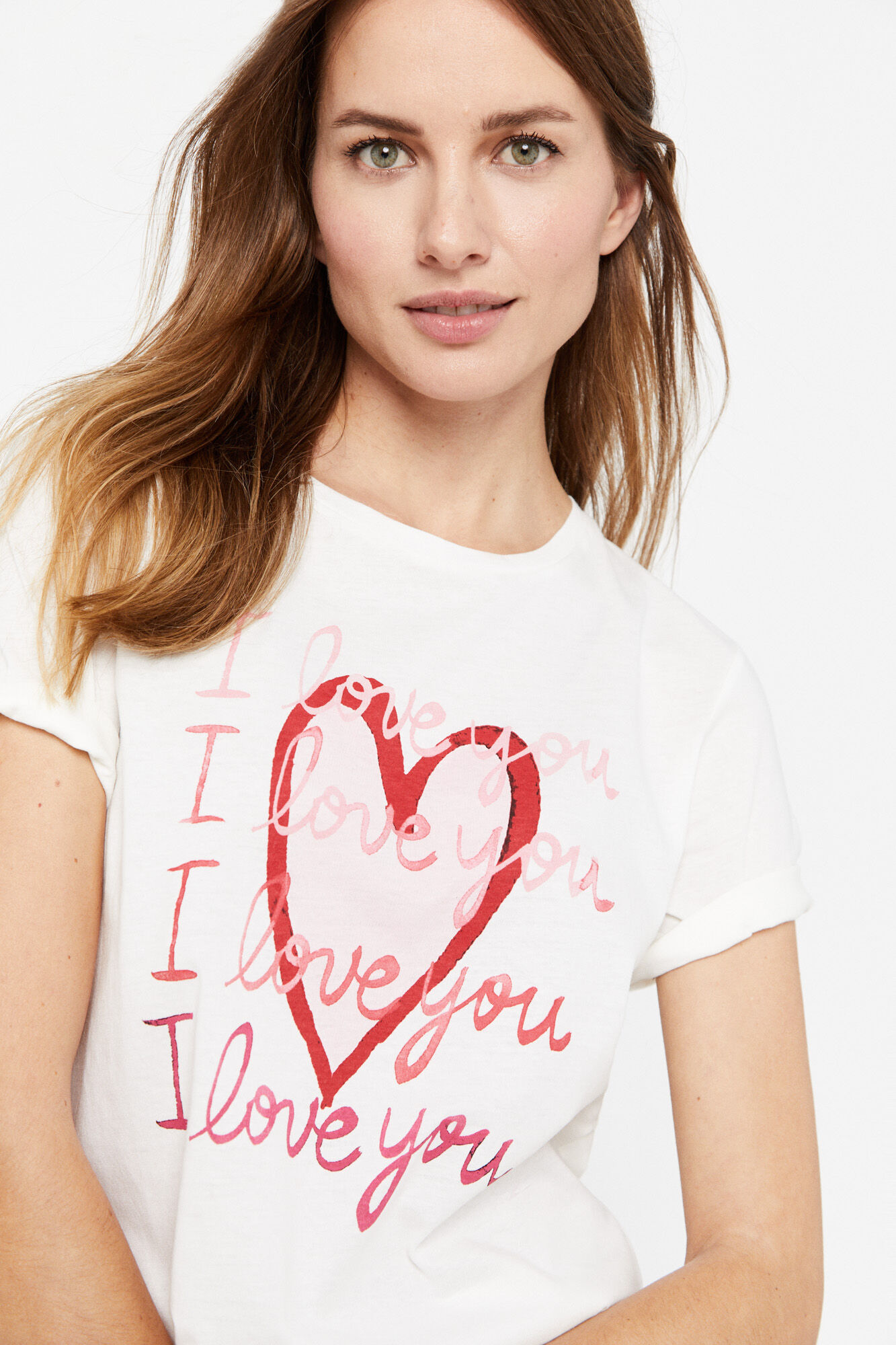 Camiseta com estampa de coração - Branca