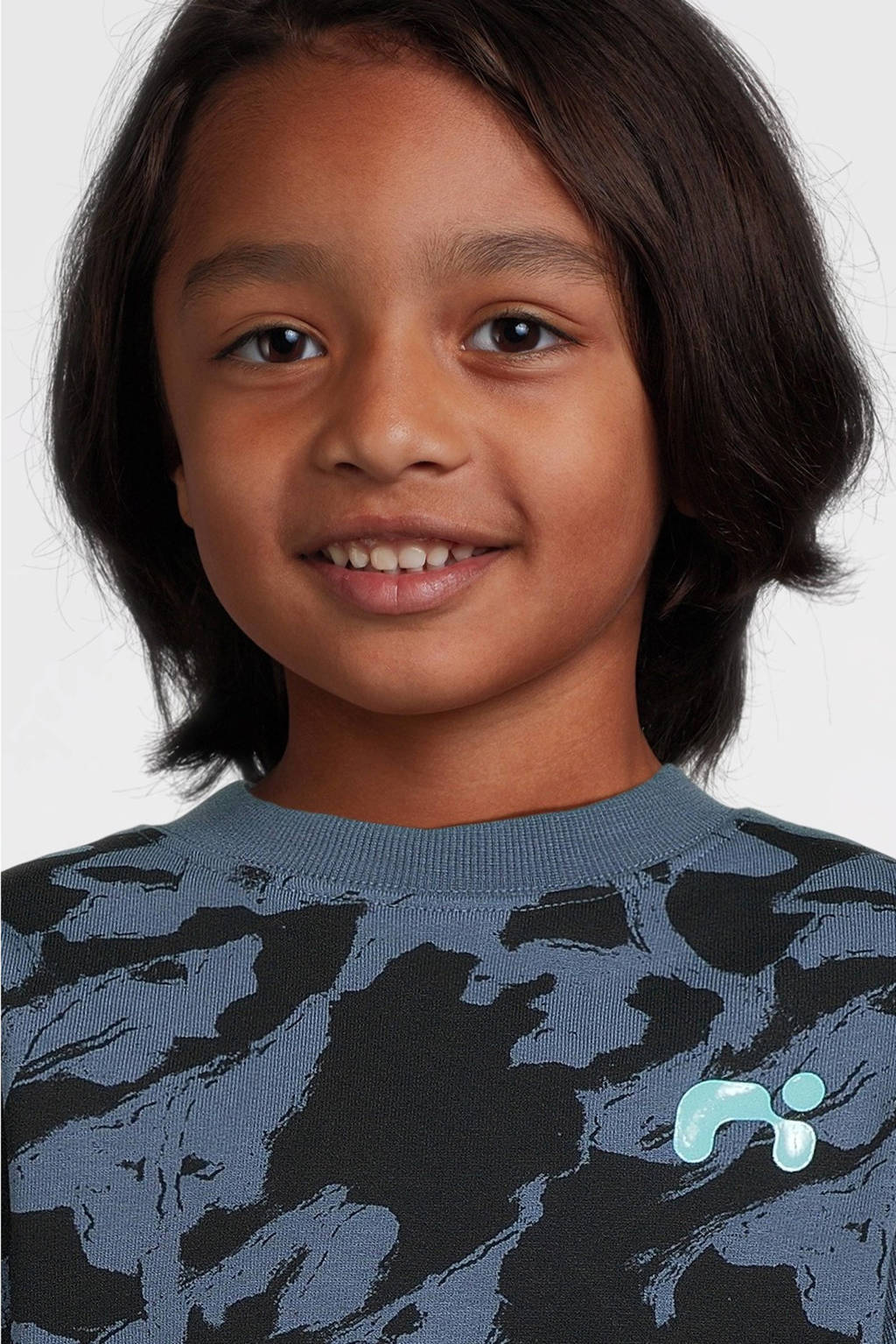 NAME IT sweater NKMNIFINGO met all over print blauw/zwart