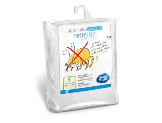 SWEET NIGHT - Protège matelas imperméable antiacariens sweetnight blanc 1...