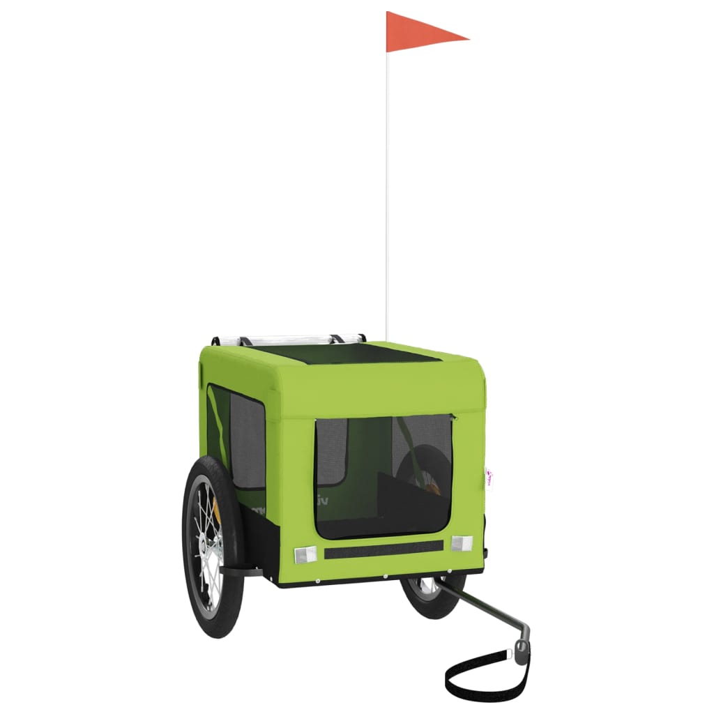 Reboque para cães para bicicleta vidaXL, ferro, tecido Oxford, verde/preto