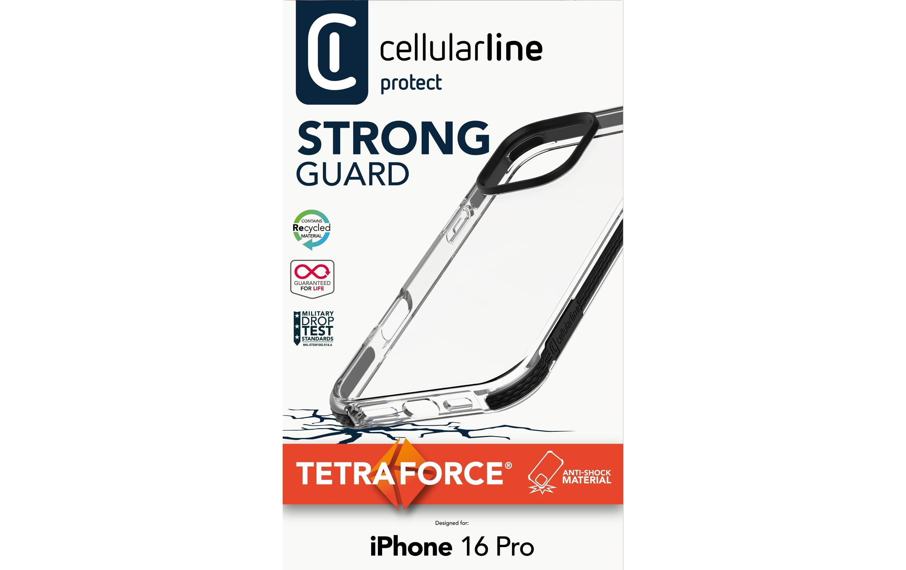 iPhone 16 Pro Schutzhülle Tetra Force Strong aus Recycelten Materialien (TETRACIPH16PROT) - Transparent
