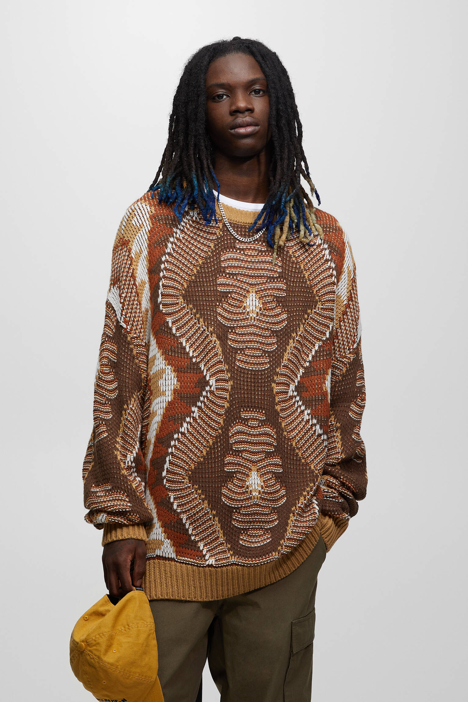 MALHA JACQUARD GEOMÉTRICA - BEGE