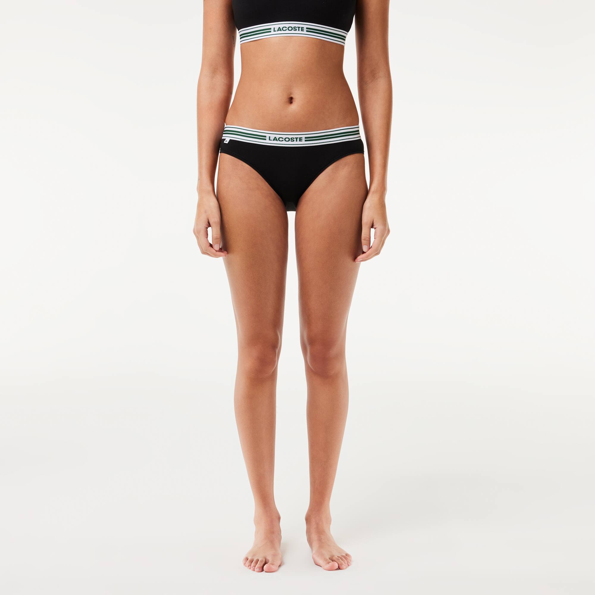 Culotte avec ceinture contrastée siglée Culottes & bas - Noir - Lacoste - Femme