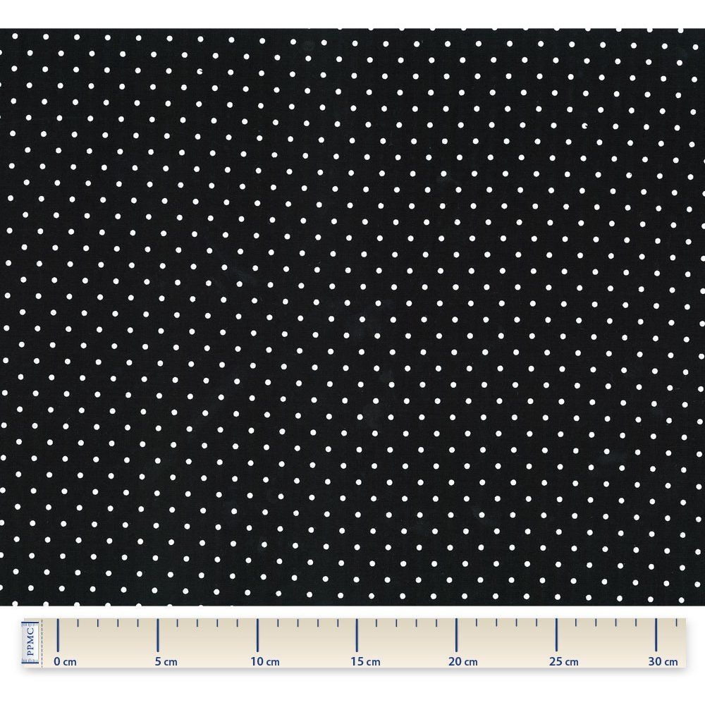 Coupon Tissu 50 Cm Pois Noir