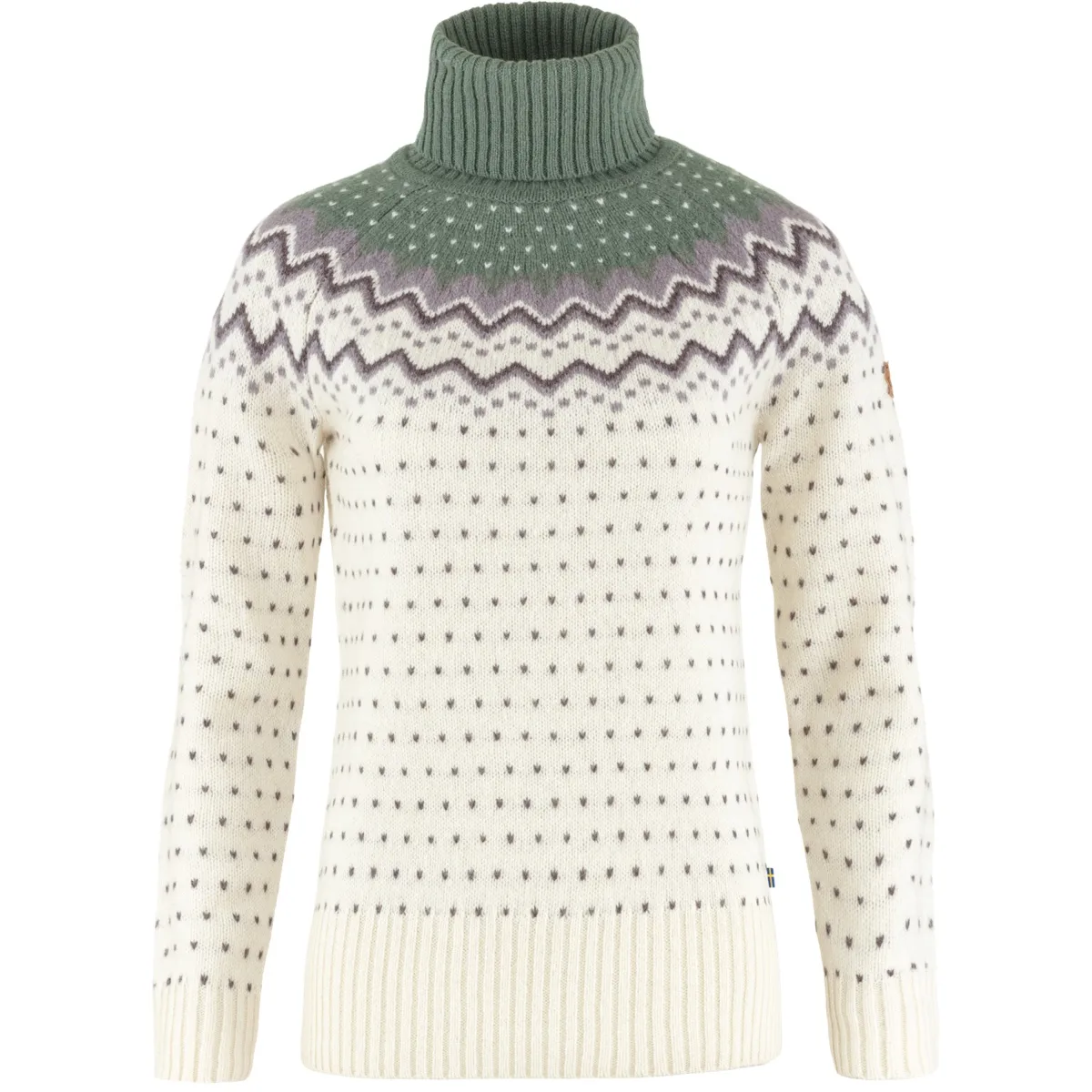 Fjällräven Övik Knit Roller Neck W Chalk White-Patina Green