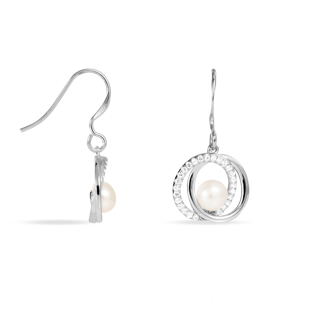 Boucles D'oreilles Pendantes Laury Argent  Perle De Culture Et Oxyde