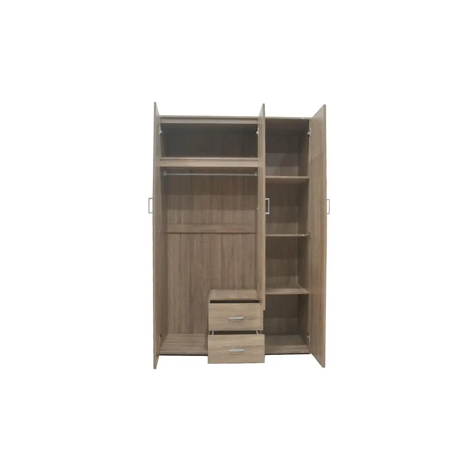Interiax Kledingkast 'Lena' - Sonoma Eik - 3 Deurs - 185x120x52cm