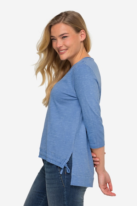 T-Shirt, V-Ausschnitt, Halbarm, Saum mit Raffung OEKO-TEX MIG