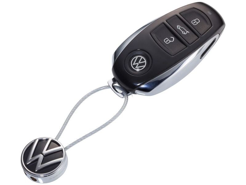 Troika Schlüsselanhänger VW Loop Schwarz / Silber Schlüsselanhänger mit dem Volkswagen-Logo