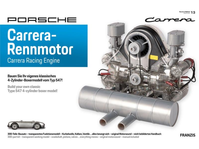 Franzis Bausatz Porsche Carrera-Rennmotor Typ 547 1:3, DE/E Funktionsmodell des Vierzylinder-Boxermotor aus dem Jahr 1953