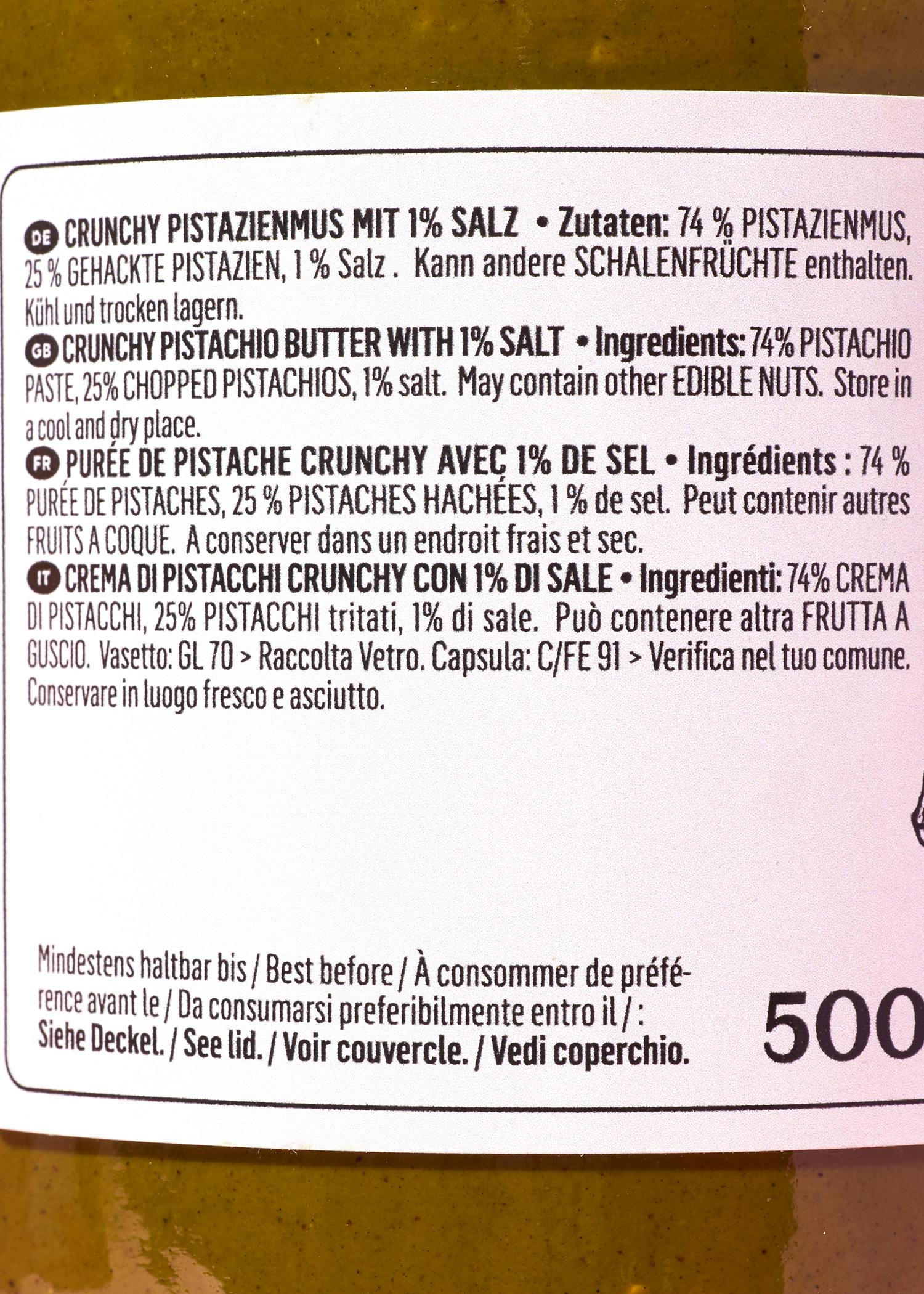 Crunchy Pistazienmus mit 1 % Salz 500 g