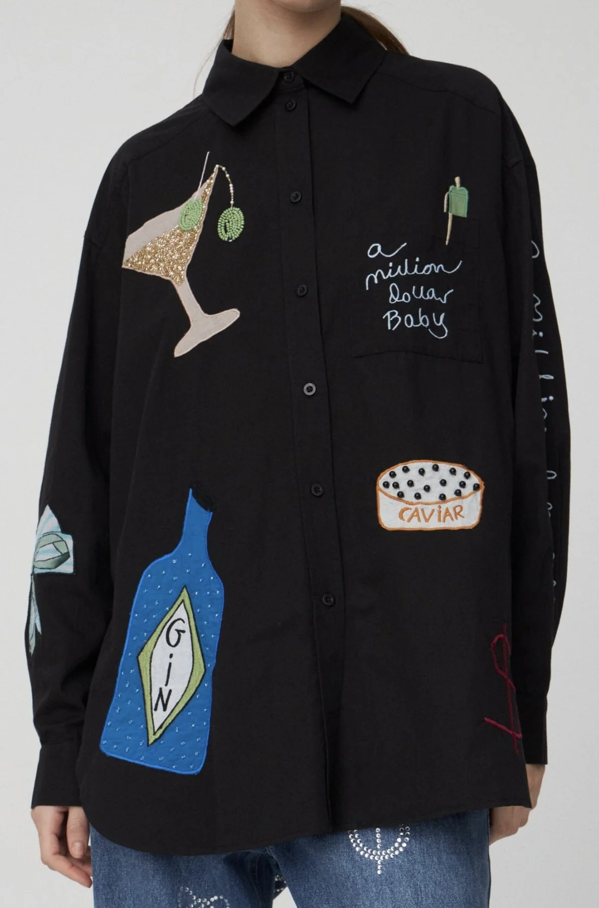Stella Nova Bead Embellished Shirt 999 black
