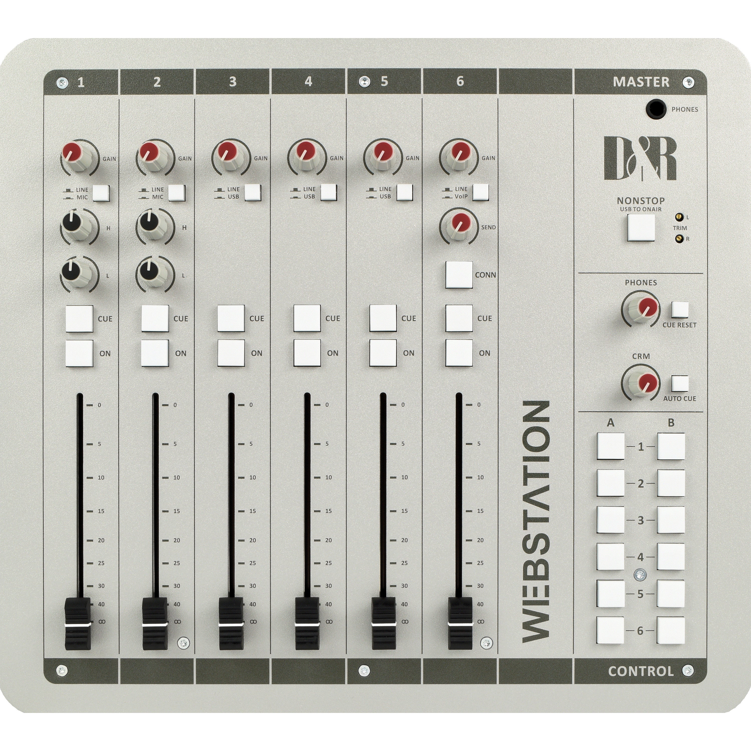 D&R Webstation-USB 6-kanaals Radio On-Air mengpaneel 2x Mic, 3x USB, 1x VoIP