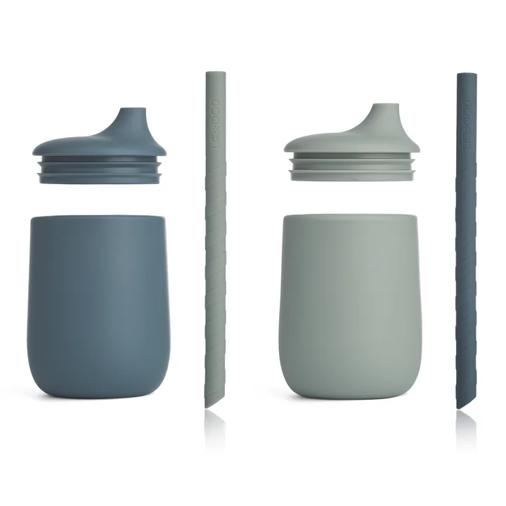 LIEWOOD - Ellis Sippy Becher mit Deckel und Strohhalm, dark rose / terracotta mix