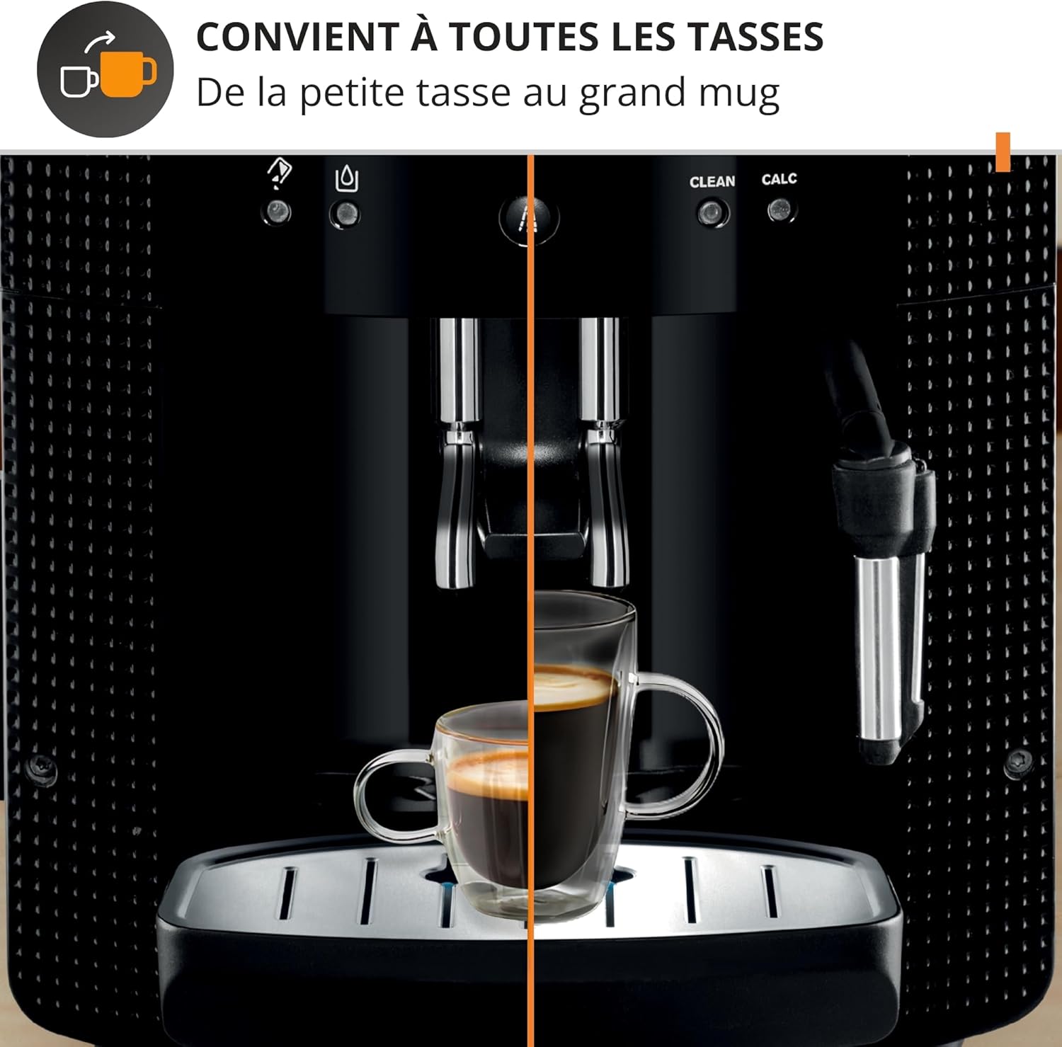 Krups Machine à café grain, machine expresso, 2 tasses en simultané, Nettoyage automatique, Buse vapeur pour Cappuccino, Cafetière espresso, Essential noire YY8125FD