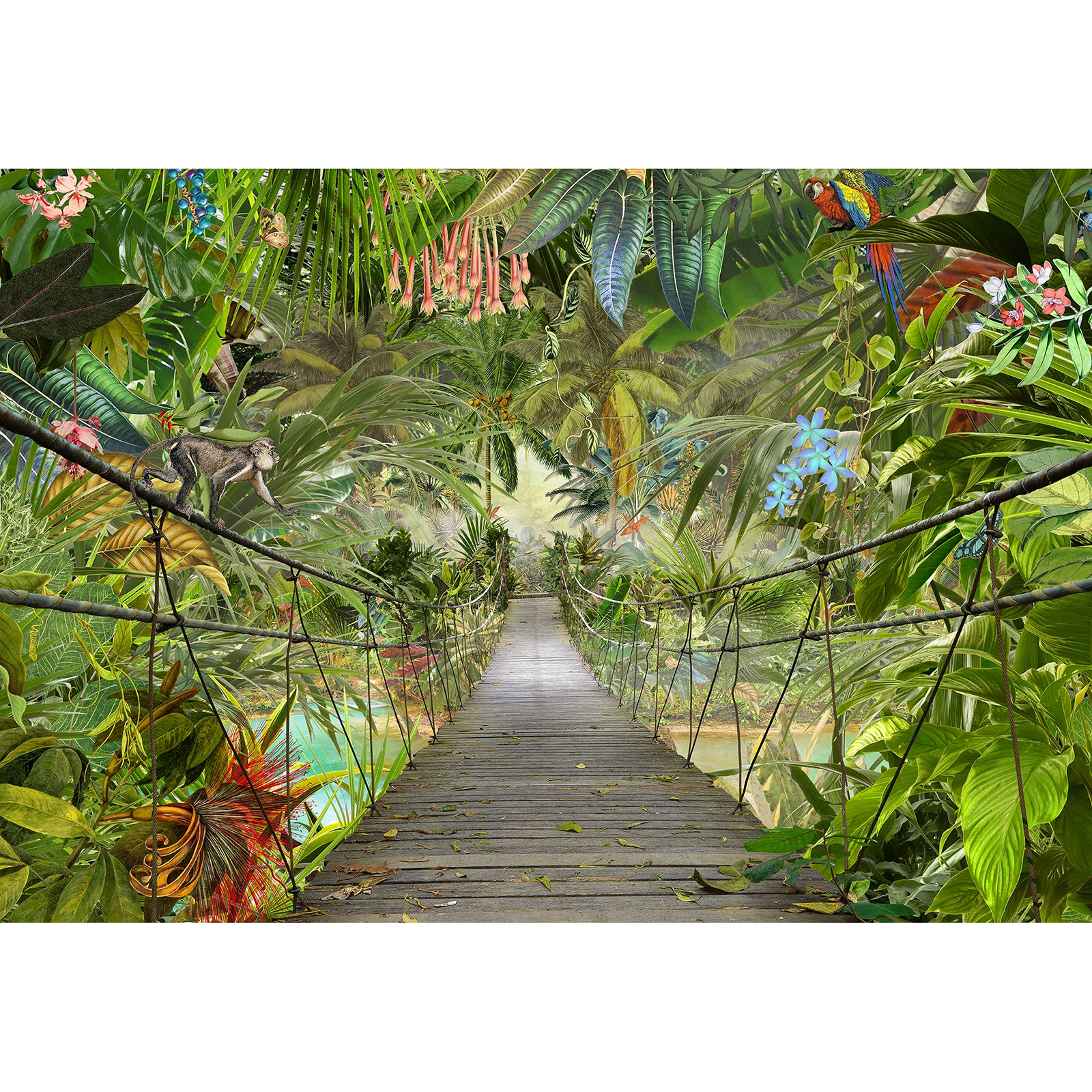 Papier-Fototapete WILD BRIDGE - bunt - 368x254 cm