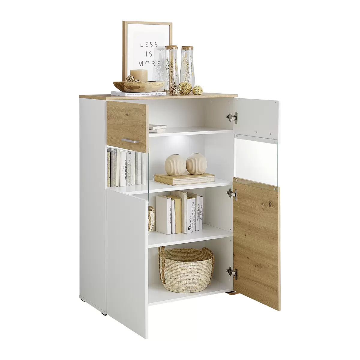 Highboard Valencia weiss,Artisan Eiche
