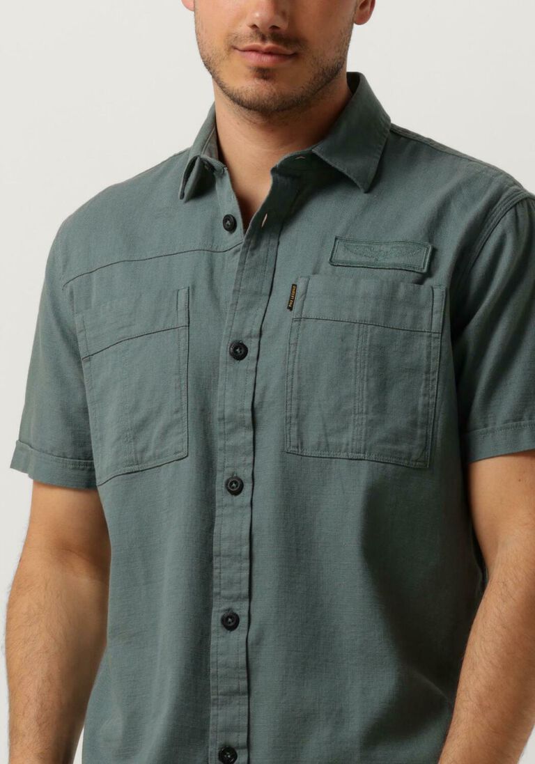 PME LEGEND groene pme legend casual overhemd short sleeve shirt ctn slub