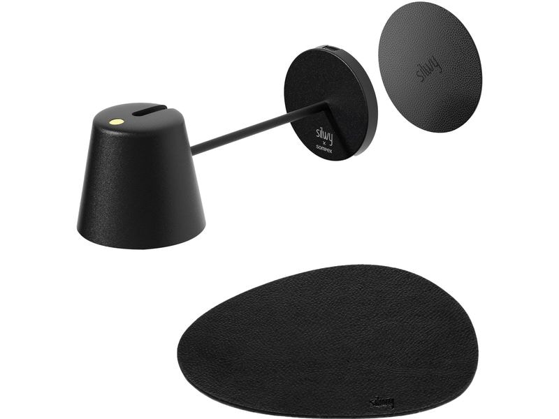 Silwy Magnet-Leuchte Portofino Black inkl. Platzset und Pad Schwenkbare Tisch- und Wandleuchte mit innovativer Magnetlösung